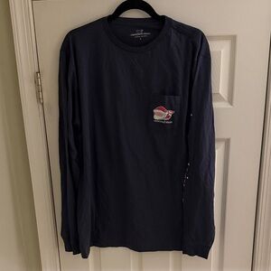 Vineyard Vines Men's Navy Christmas Long Sleeve Shirt